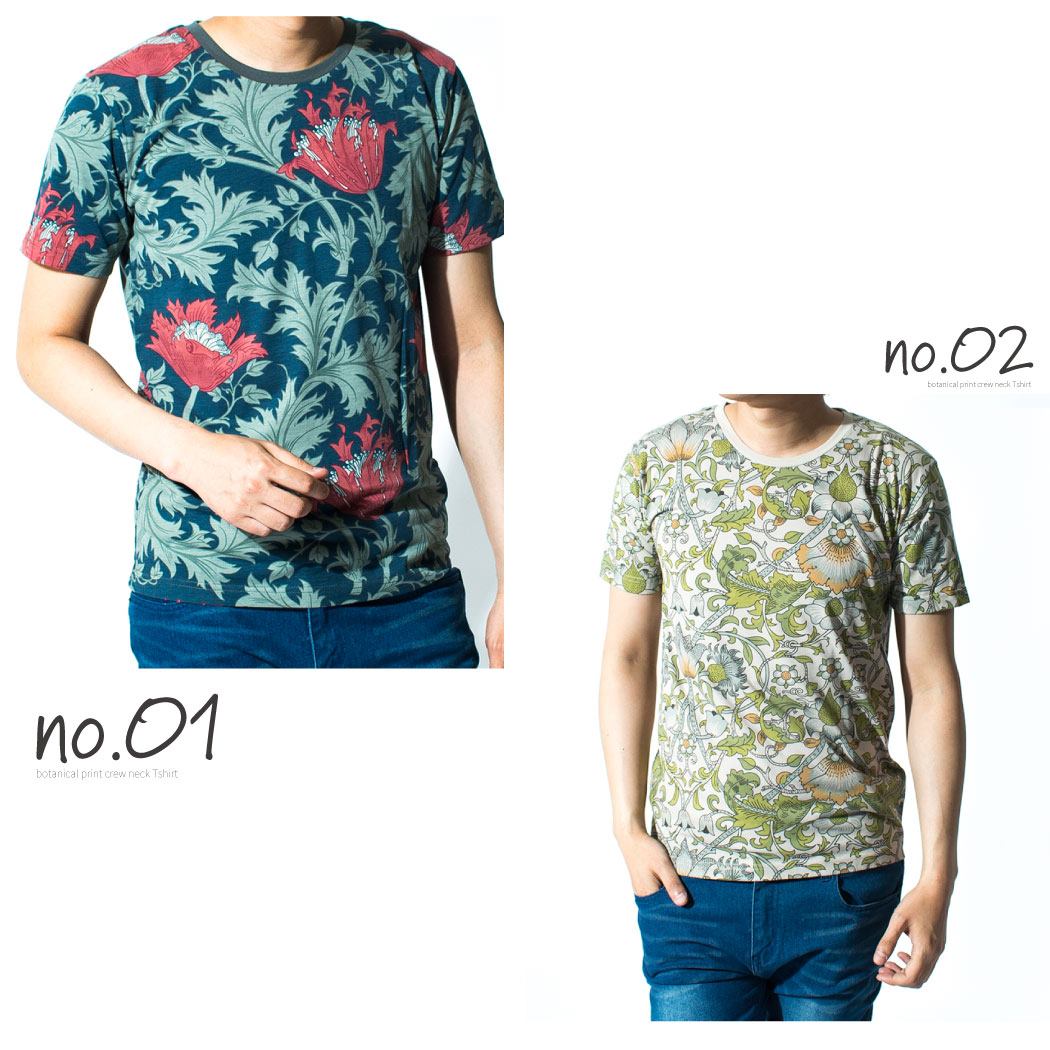 楽天市場 ボタニカル Tシャツ メンズ 半袖 花柄 トップス ティー