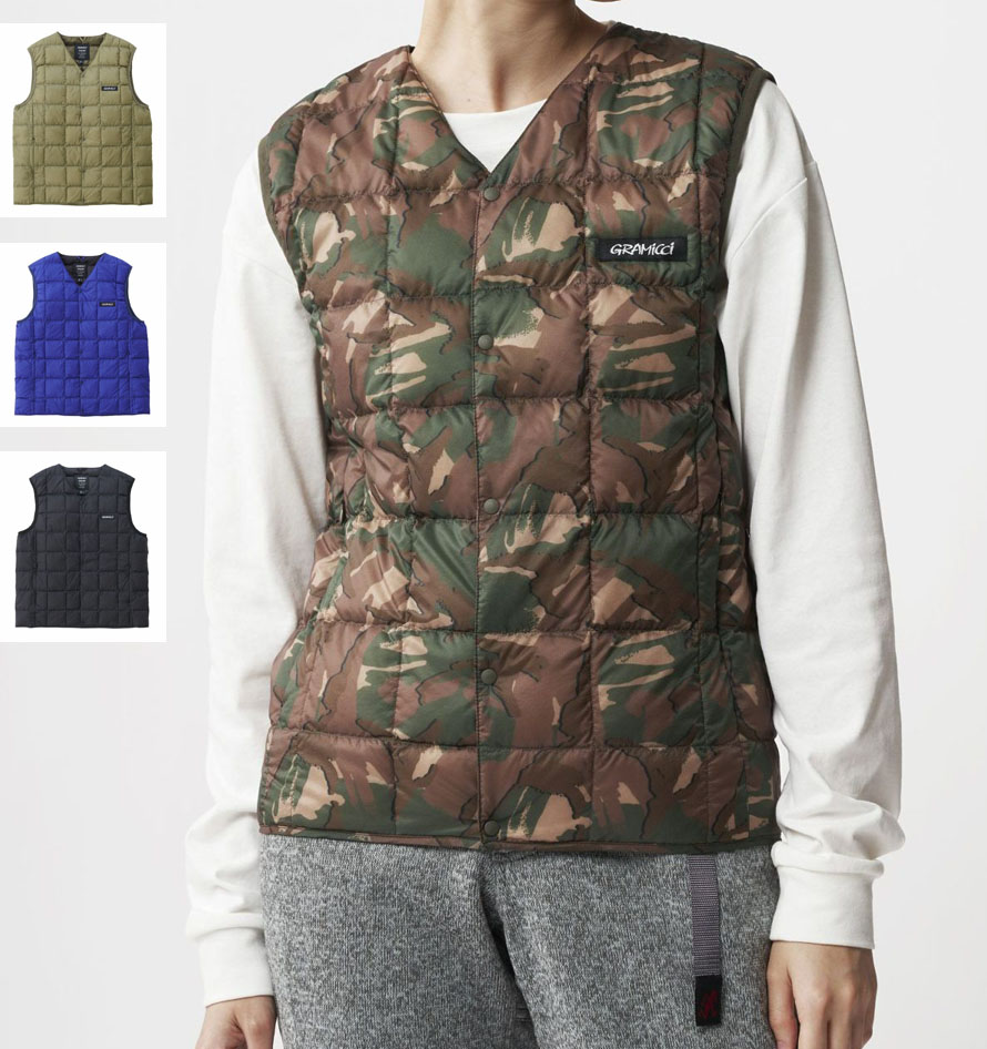 GRAMiCCi 【グラミチ】 TAION タイオン INNER DOWN VEST インナーダウンベスト V首 Vのど首 否色合い G2FU-J083-TG