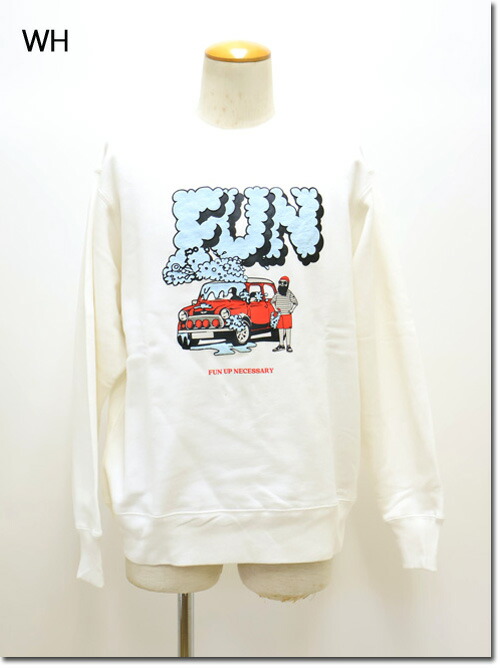 modemdesign 【モデム図案化】 FUN CAR WASH Sweat 12オンスヘヴィーウエイト クルーネックスウェット 伯父･叔父＆犬 FUN Up Necessary 長袖 F-24110563 WH/ホワイト-BLK/ブラック