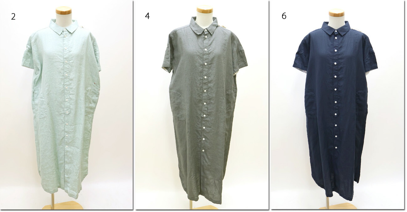 マロンくん　快晴堂　シャツワンピース　リネン マロンくん様専用 快晴堂 シャツワンピース リネン