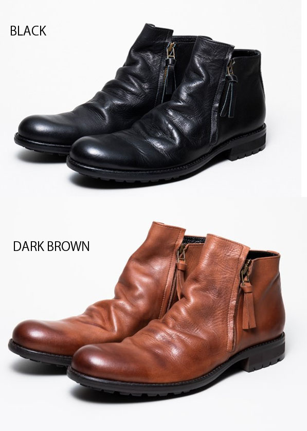 ARGIS 【アルジス】　タンクソール　ダブルジップブーツ　TANK SOLE W-ZIP BOOTS　ハーフカット　革靴　レザー　62206