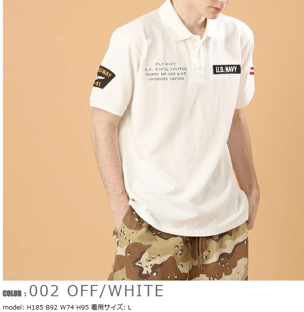 AVIREX 【アビレックス/アヴィレックス】 ネイバル NAVAL PATCHED POLO SHIRT 半袖スポーツシャツ  783-2136003