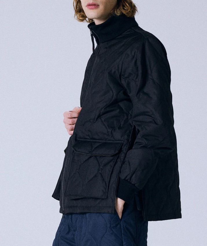 TAION 【タイオン】 UNISEX ミリタリー リブハイネックWジップ 落ちこむ上衣 上衣 ユニ一発やる キルティング 落ちこむ TAION-112ZML-1