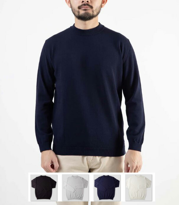 MOON CASTLE　【ムーンキャッスル】　『定番アイテム』　ICE COTTON LONG MOCK NECK　アイスコットン　モックネック　長袖　ハイネック　サマーニット　綿ニット　M2310　IC9｜Barbizon バルビゾン