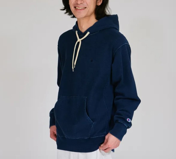 Champion　【チャンピオン】　リバースウィーブ(R)　インディゴ　フーデッドスウェットシャツ　パーカー　フード　トレーナー　裏毛 　C3-C110｜Barbizon バルビゾン
