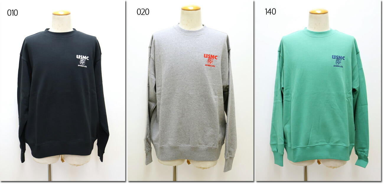 AVIREX 【アビレックス/アヴィレックス】 USMC BULLDOG CREW SWEAT ブルドッグ 労働者の一団 流汗 ティーシャツ 783-5232005
