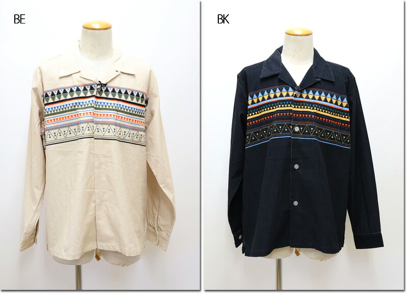 UNIVERD72【ユニ小鳥】 PRINT CORDUROY SHIRT(NATIVE) プリントコーデュロイシャツ （原住民） 41263