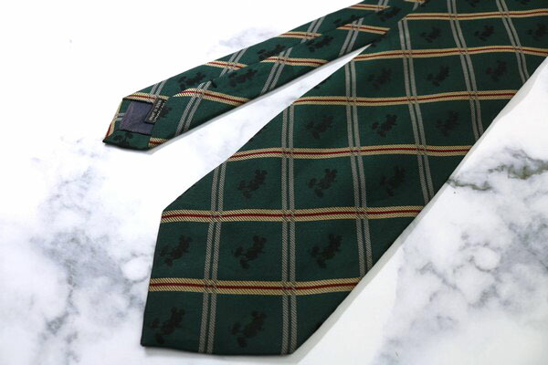 楽天市場 ディズニー Disney ミッキーマウス シルク キャラクター柄 グリーン シルク ブランド ネクタイ 送料無料 中古 美品 Barce