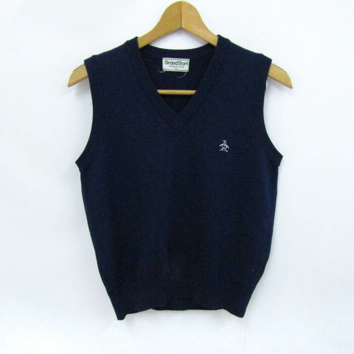 グランドスラム マンシングウェア 袖無しニットベスト M グレー 総柄 メンズ