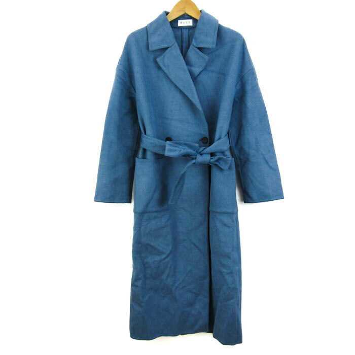 美品　PLST コート　アイスブルー　 Sサイズ 日本製/カシミヤ混/Iラインシルエット】良質素材で美しい