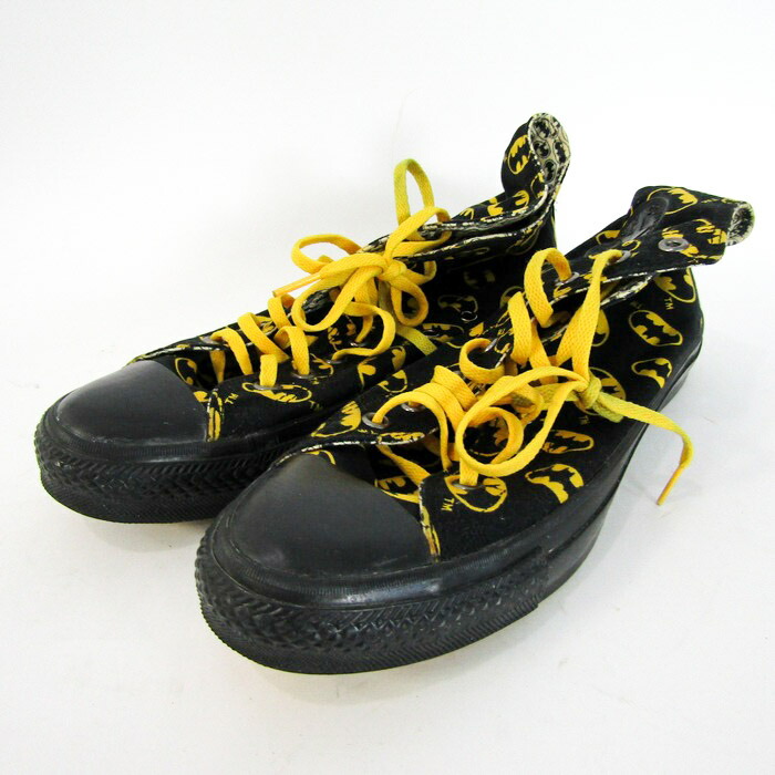 コンバース スニーカー ハイカット オールスター ×バットマン シューズ 靴 黒 メンズ 8.5サイズ ブラック×イエロー CONVERSE 【中古】画像