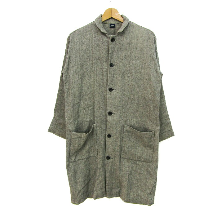 【39%OFFクーポン配布中 7/19 20:00~7/26 01:59】ジャーナルスタンダード ロングコート リネンウール ヘリンボーン柄 アウター 日本製 メンズ フリーサイズ グレー JOURNAL STANDARD 【中古】|barce