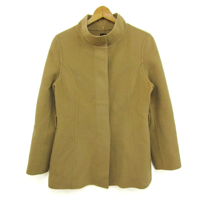 【39%OFFクーポン配布中 7/19 20:00~7/26 01:59】KEITH キース ショートコート ジャケット アウター スタンドカラー カシミヤ混 レディース 40サイズ ベージュ 【中古】|barce