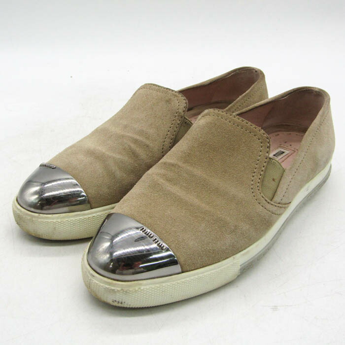 楽天市場】ミュウミュウ MIU MIU スリッポン（37） ブラックxシルバーx