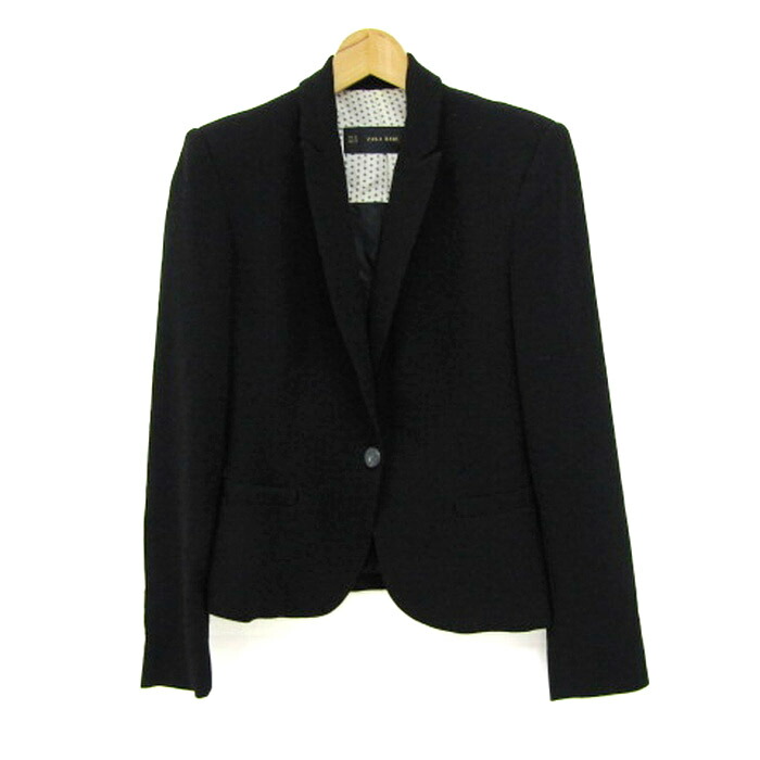 新品ZARA ブラック テーラードジャケット ZARAザラ テーラードジャケット ブラック黒 メンズL 2つボタン