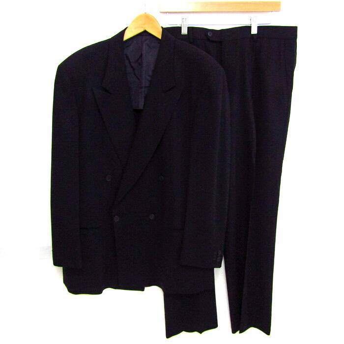 美品◎ARMANI アルマーニダブルスーツセットアップ イタリア製 総裏地 アルマーニコレッツォーニ セットアップパンツスーツ ストライプ