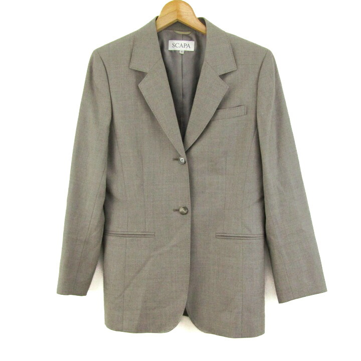 SCAPA スキャパ テーラードジャケット ウール100% ブランド アウター レディース 40サイズ グレー系 【中古】