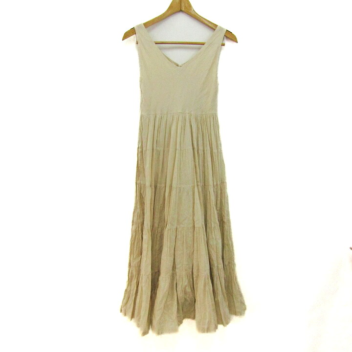 【39％OFFクーポン配布中 7/19 20:00～7/26 01:59】COCO DEAL ココディール ロングワンピース トップス ノースリーブ プリーツ レディース 1サイズ ベージュ 【中古】｜barce