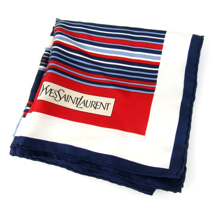 ☆Yves Saint Laurent☆ スカーフ 大判 ボーダー ネイビー 楽天市場】サンローラン （SAINT LAURENT） 大判 スカーフ