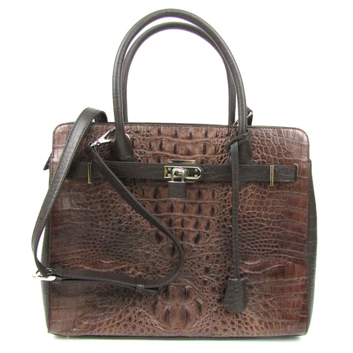 楽天市場】ミッシェルアドルフ クロコダイル ハンドバッグ ブラック 黒