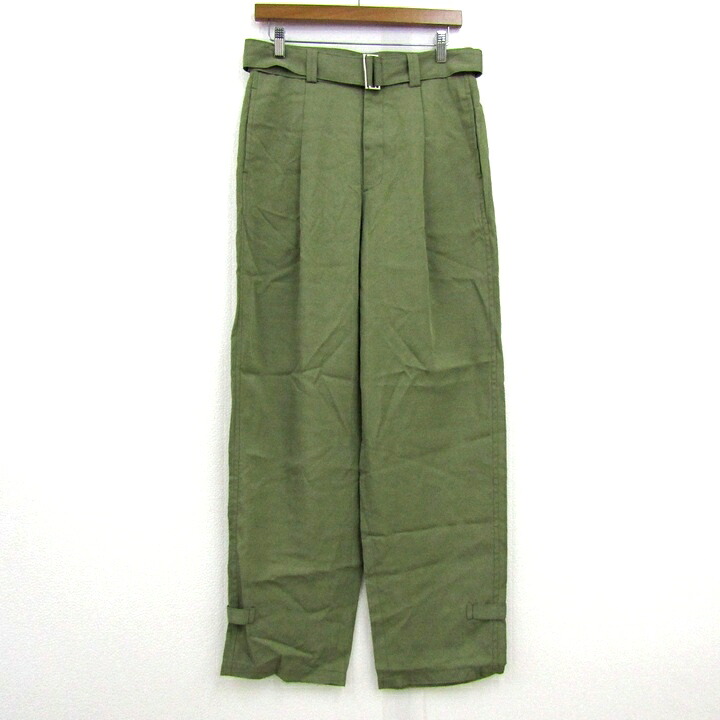 【39％OFFクーポン配布中 7/19 20:00～7/26 01:59】DESIGNWORKS デザインワークス パンツ ボトムス ワイド タック ベルト付き 未使用品 レディース 40サイズ カーキ 【中古】｜barce 8,520円