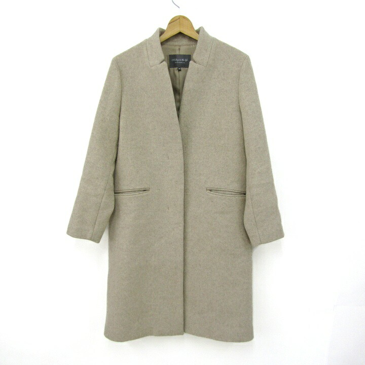 UNITED ARROWS ユナイテッドアローズ ステンカラーコート ロングコート ウール混 ブランド アウター レディース 38サイズ ベージュ 【中古】