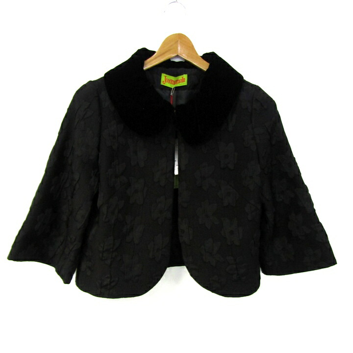 Jocomomola de Sybilla ホコモモラデシビラ ショートジャケット ボレロ アウター 花柄 未使用品 レディース 40サイズ ブラック 【中古】