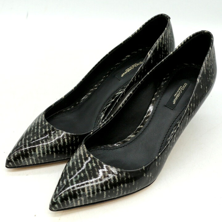 DOLCE\u0026GABBANA ドルチェアンドガッバーナ パンプス ブランド名 シューズ 靴 イタリア製 黒 レディース 38大きさ 黒いこと 【中古】