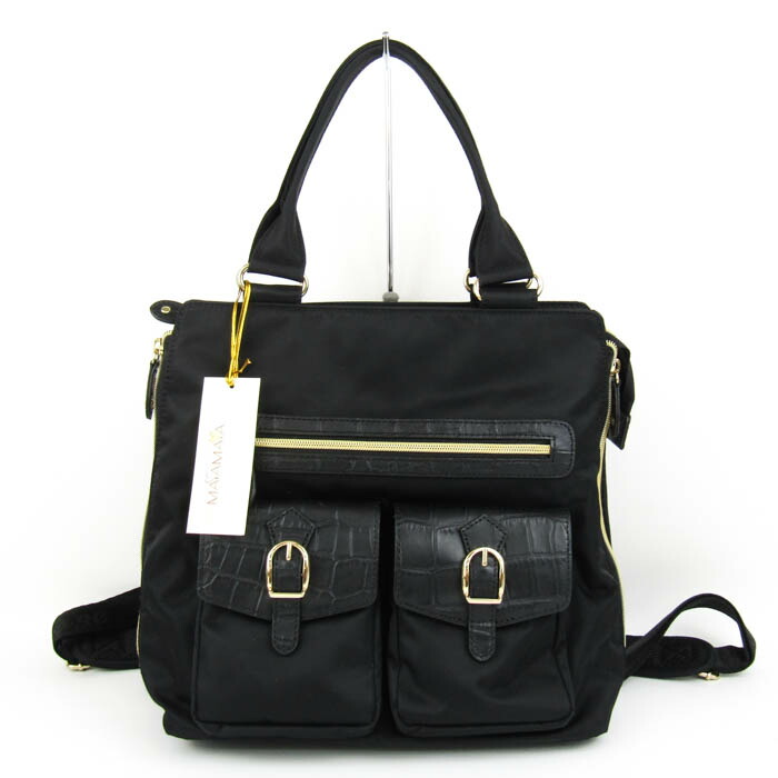 MAYAMAYA マヤマヤ 背嚢 未当て嵌める 3way ショルダーバッグ 鞄 嚢 ブランド名 黒 レディース 黒いこと 【中古】
