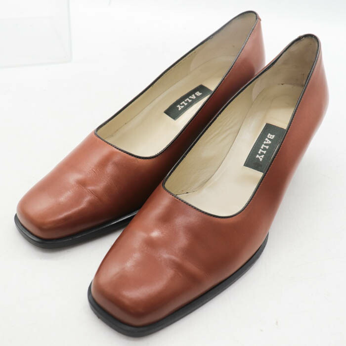 BALLY バリー パンプス スクエアトゥ チャンキーヒール ブランド名 シューズ 靴 イタリア製 レディース 5大きさ 赤銅色 【中古】