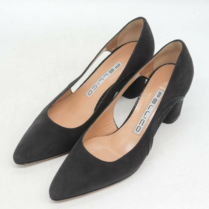 【39%OFFクーポン配布中 7/19 20:00~7/26 01:59】PELLICO ペリーコ パンプス ポインテッドトゥ チャンキーヒール シューズ 靴 ブランド イタリア製 レディース 35サイズ ブラック 【中古】|barce