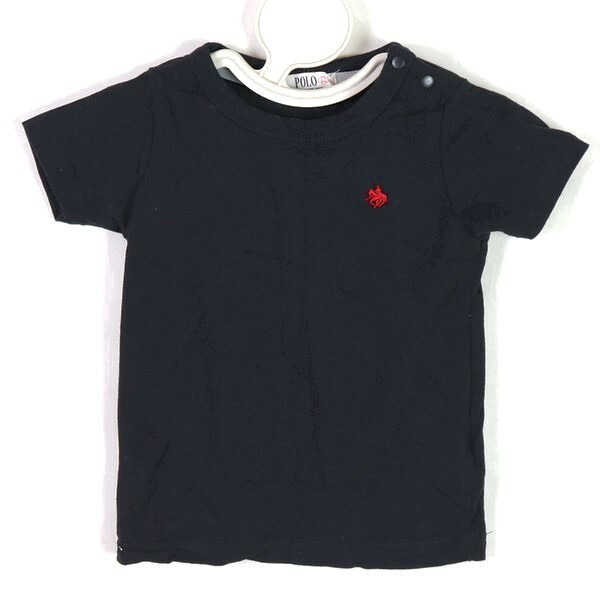 楽天市場 良品 ポロ Polo 90サイズ ワンポイント Tシャツ キッズ 男の子 半袖 クルーネック ロゴ 刺繍 ネイビー ブランド古着 中古 Barce
