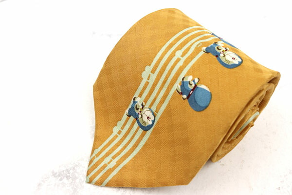 楽天市場 ドラえもん Doraemon アニメ グッズ 日本製 シルク キャラクター柄 オレンジ シルク ブランド ネクタイ 送料無料 中古 美品 Barce