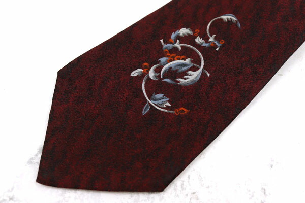 ドミニクフランス クラウン Dominique France Crown ワンポイント フランス製 シルク 花柄 レッド シルク ブランド ネクタイ 送料無料 中古 美品 Butlerchimneys Com