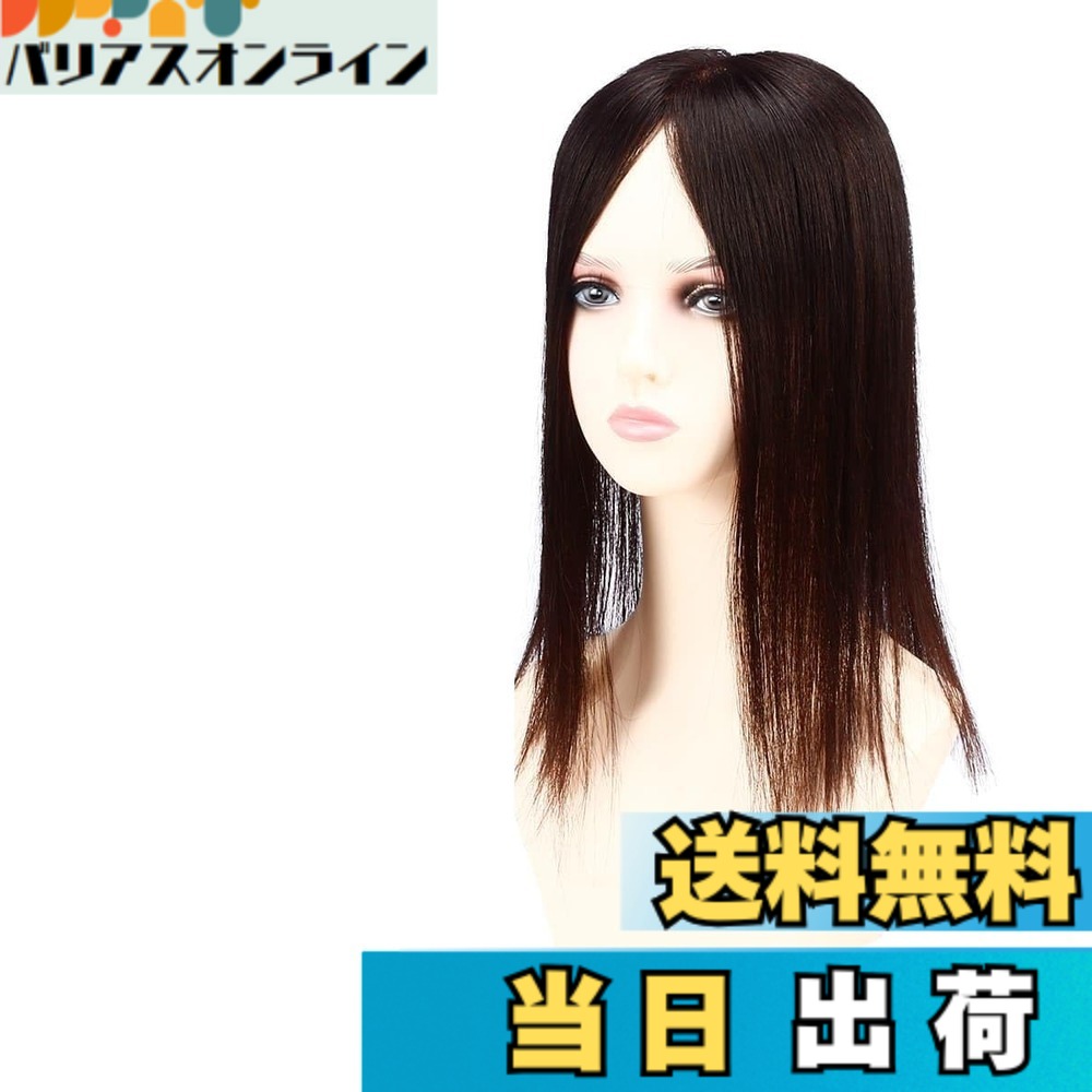 【送料無料】HIYE 部分ウィッグ 100%人毛 トップカバー 総手植え 肌色ネット 人工皮膚付け 抜け毛 増量用ヘアピース つむじカバー ストレート レディース ハゲ隠し ミセス ウィッグ 3D 軽薄 人毛ウイッグ ノーカット 色:栗色、サイズ:35cm|バリアスオンライン 店