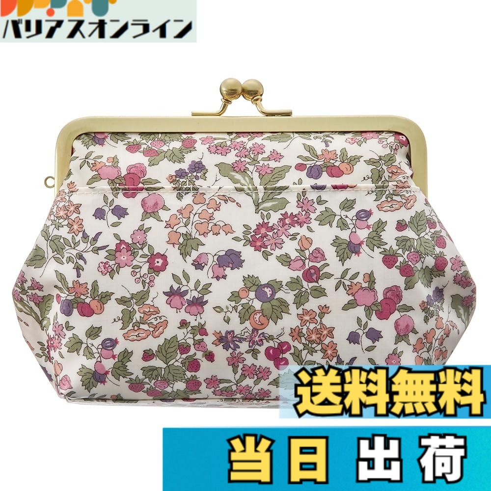 【送料無料】がま口 化粧ポーチ プレミアムリバティプリント ギフトボックス入り ミニポーチ付き 小物入れ 花柄 大容量 大きめ 自立 かわいい おしゃれ 仕切り 日本製 色:ナンシー・アン レッド|バリアスオンライン 店