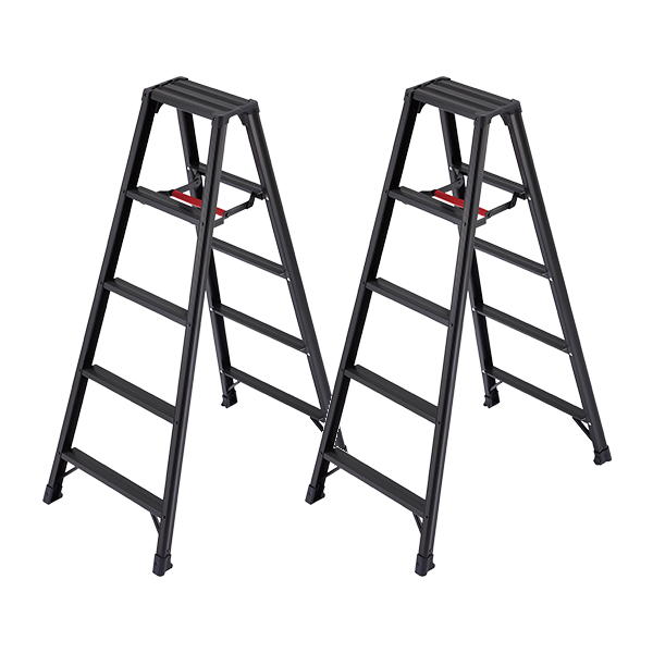 【台数特価】長谷川工業(Hasegawa)　アルミ合金製専用脚立 脚軽BLACK RZB型 5段　RZB-15b ２台｜馬力屋