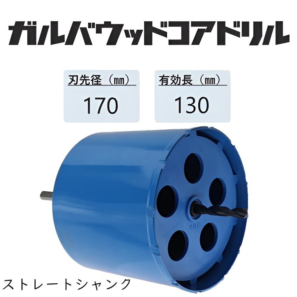 ミヤナガ　ガルバウッドコアドリル　セット ●刃先径170mm　●有効長130mm(カッター長157mm)　Lシャンク　ストレート　PCGW170　【ポリクリックシリーズ】