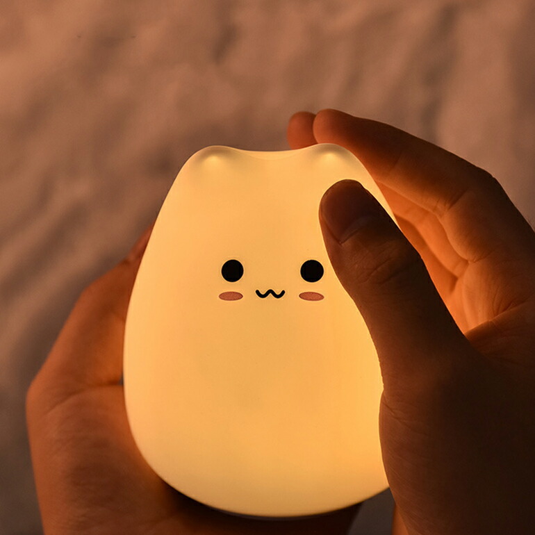 ナイトライト授乳用可愛いテーブルライト猫ねこ型子猫ぷにぷにファンシー癒し授乳間接照明ベッドサイド寝室送料無料