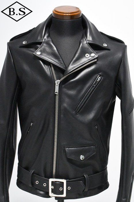 ロクロクロクレザーウェア 666 LEATHER WEAR トリプルシックス LJM-10TF (JSLID401) タイトフィット フロントベルト ライダースジャケット BLACK｜BarnStormer3号店