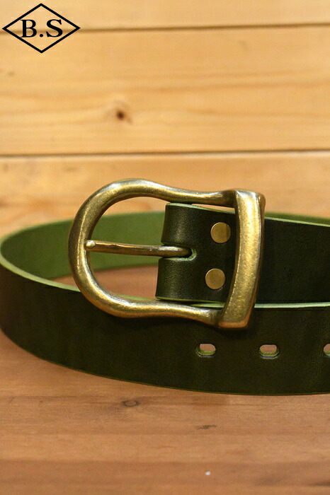 【継続期間制限事項尖んがり5倍】ビッグジョン BIG JOHN 三尺帯 VBLT02 5粍 Leather Belt オリーブ