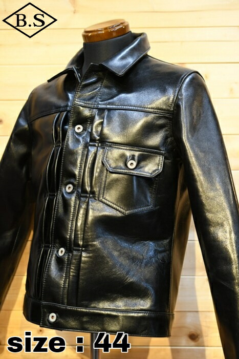 ワイツーレザー レザージャケット Y’2 LEATHER LB-140 ANILINE HORSE 1st Type Gジャン ブラック 44サイズ
