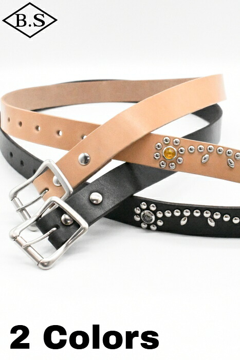 コリンボ COLIMBO 胴締め ZA-0705 JEWEL STUDDED LEATHER BELT 27粍 Flower Pattern 5大広間