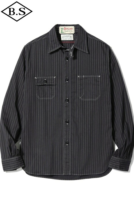 【期間限定ポイント5倍】シュガーケーン SUGAR CANE 長袖シャツ SC29585 FICTION ROMANCE 8.5oz. BLACK WABASH STRIPE WORK SHIRT ONE WASH