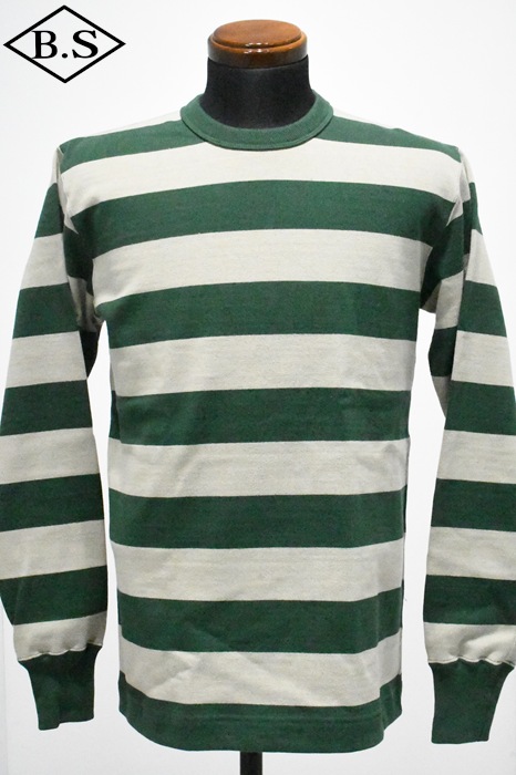 【継続期間制限事項尖んがり5倍】ウエストライド WESTRIDE 長袖プルオーバー 26SS HEAVY BORDER LONG TEE GREEN/SAND