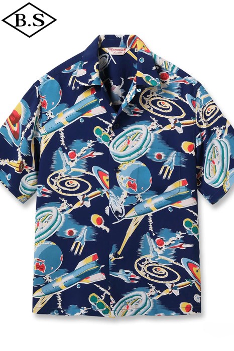 サンサーフ SUN SURF 半袖シャツ アロハシャツ Lot No. SS39477 / SUN SURF SPECIAL EDITION &ldquo;THE SPACE SHIP&rdquo; / NAVY｜BarnStormer3号店
