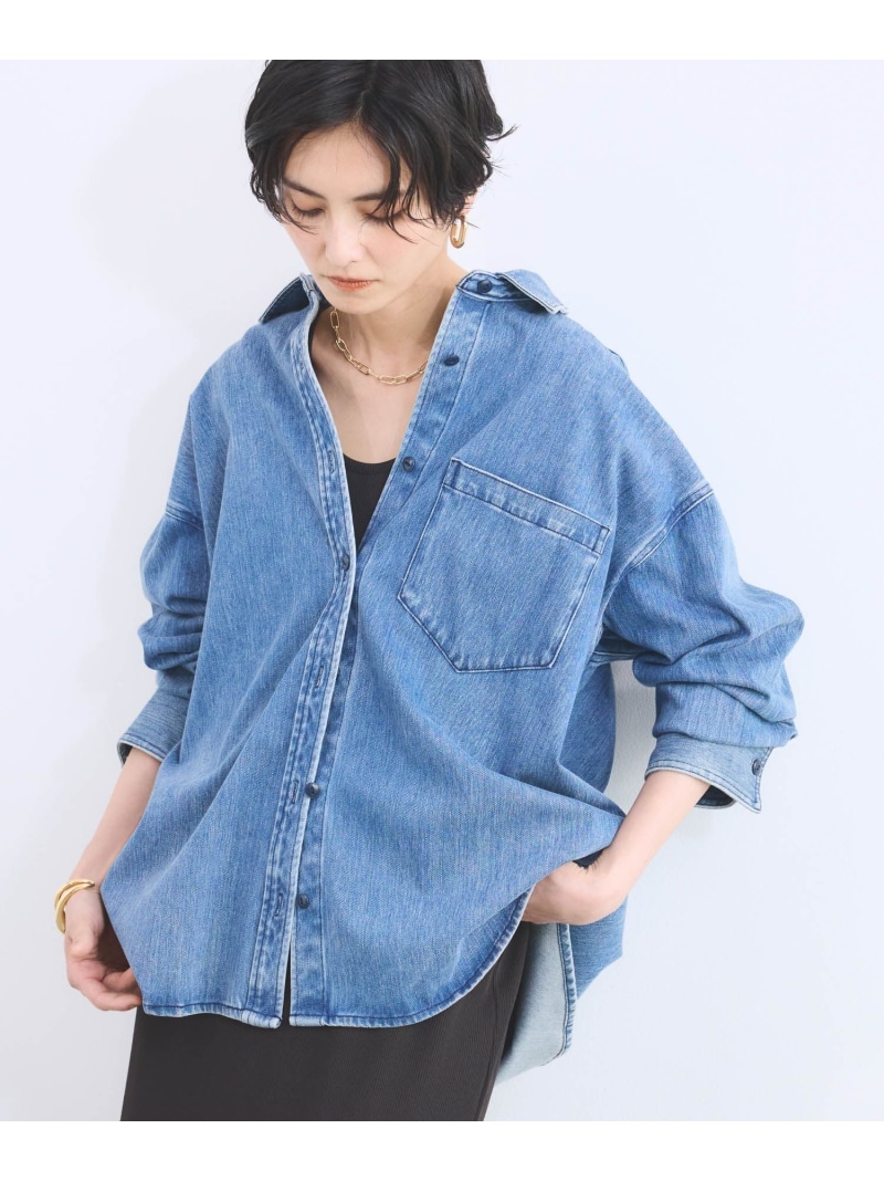 【SALE／40%OFF】カットデニムシャツジャケット BARNYARDSTORM バンヤードストーム トップス プルオーバー・トップ 青色 ベージュ【RBA_E】【貨物輸送無料】[ Fashion]