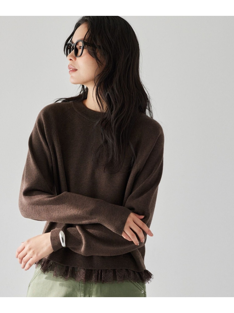 【SALE／20%OFF】レースドッキングニット BARNYARDSTORM バンヤードストーム トップス ニット ブラウン ホワイト【RBA_E】【送料無料】[ Fashion]｜BARNYARDSTORM 9,768円