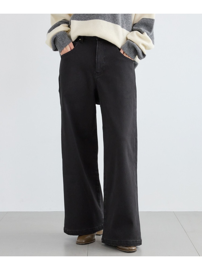 【SALE／50%OFF】裏起毛ワイドデニムパンツ【WEB制限事項大いさL】 BARNYARDSTORM バンヤードストーム ズボン下 デニム・ジーンズズボン下 黒いこと【RBA_E】【貨物輸送無料】[ Fashion]
