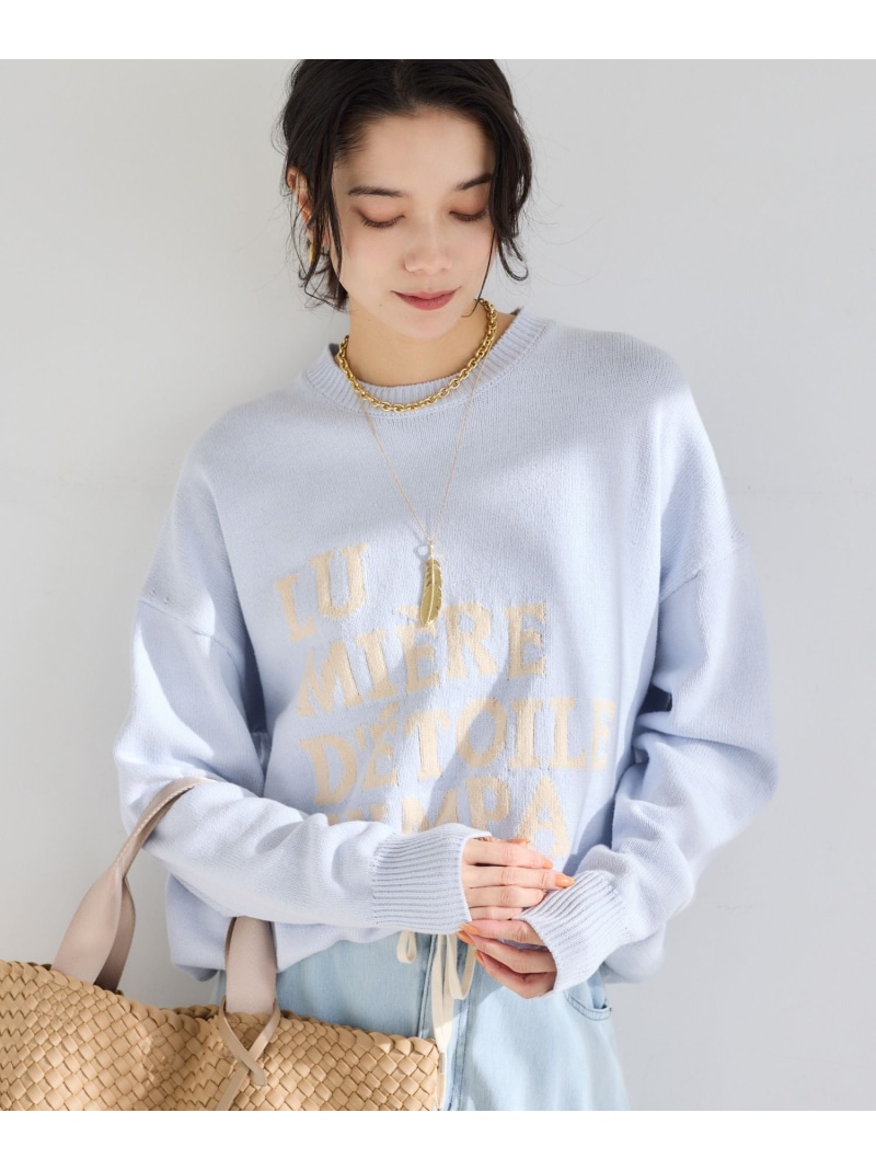【SALE／30%OFF】ルーズシルエットロゴニット / ハンドウォッシャブル BARNYARDSTORM バンヤードストーム トップス ニット ホワイト グレー ブルー【RBA_E】【送料無料】[ Fashion]｜BARNYARDSTORM